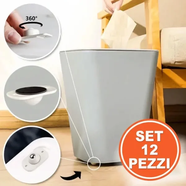 Ruote adesive per mobili (12 pz) | STICKYWHEEL