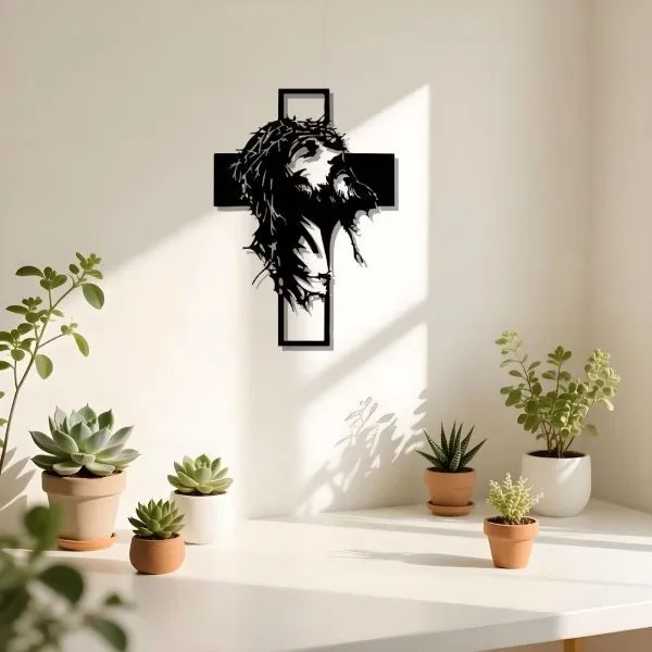 Nowoczesny metalowy krzyż ścienny | JESUMET
