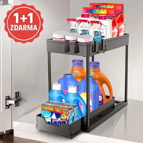 Výsuvný organizér pod dřez - 2 úrovně, nastavitelné police | SINKNOVA 1+1 ZDARMA