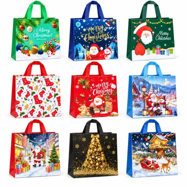 Многократни коледни торбички за подаръци (9 бр.) | HOLIBAG