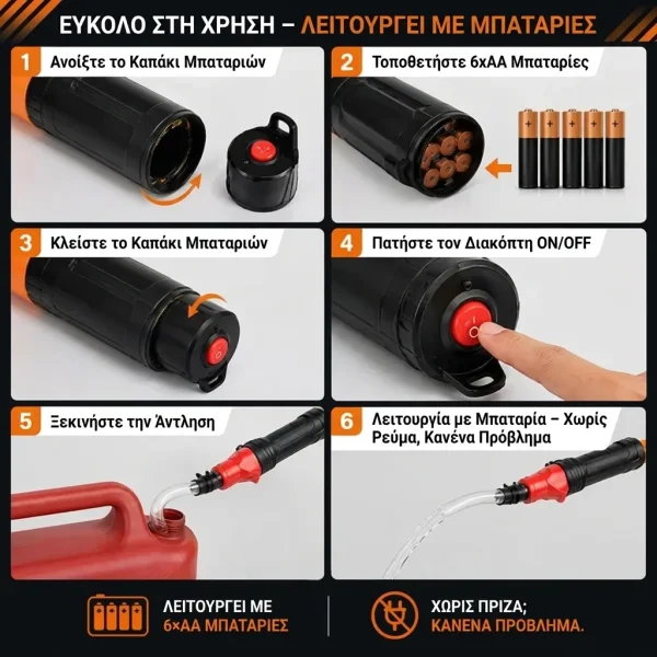 Αντλία μεταφοράς υγρών με μπαταρία - λειτουργεί χωρίς ρεύμα | PUMPORA