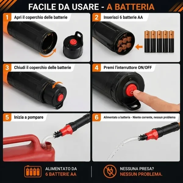 Pompa di travaso liquidi a batteria - funziona senza elettricità | PUMPORA