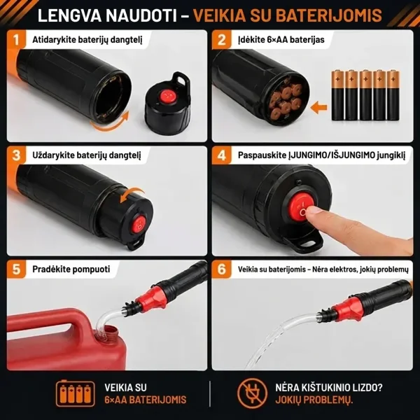 Baterijomis varomas skysčių perpylimo siurblys – veikia be elektros | PUMPORA