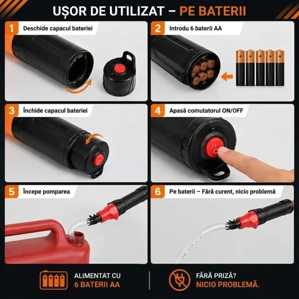 Pompă de transfer lichid cu baterie - funcționează fără electricitate | PUMPORA