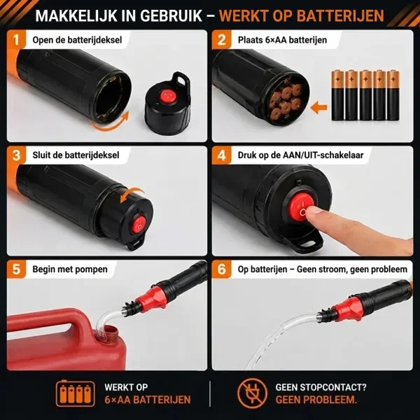 Op batterijen werkende vloeistofovervoerpomp - werkt zonder elektriciteit | PUMPORA