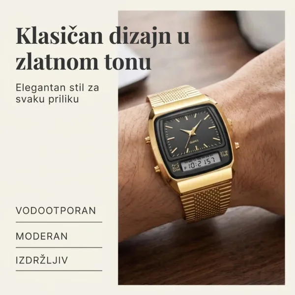 Retro četvrtasti dvostruki sat | ROLOTIME