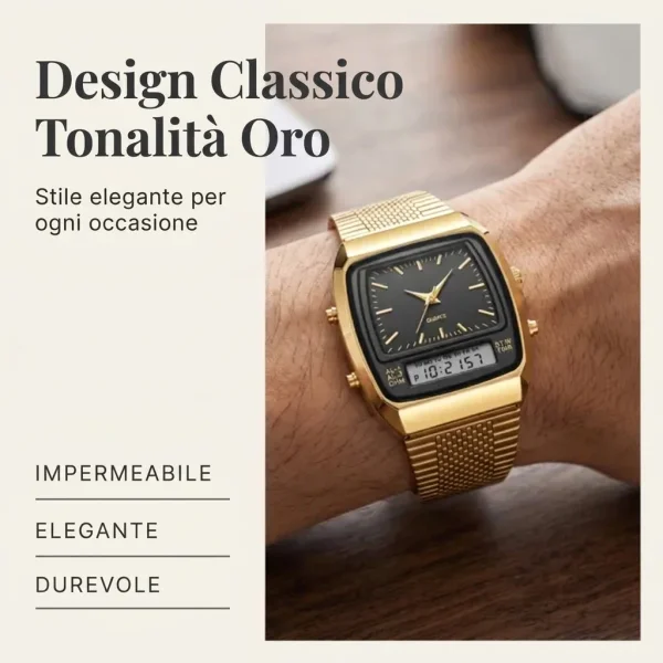 Doppio orologio quadrato retrò | ROLOTIME