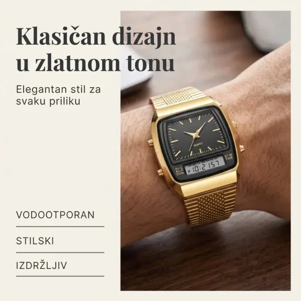 Retro četvrtasti dvostruki sat | ROLOTIME