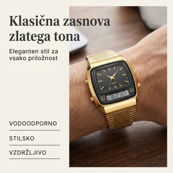 Retro kvadratna dvojna ura | ROLOTIME