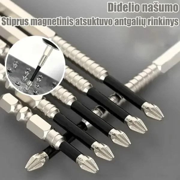 Stiprus magnetinis atsuktuvų antgalių rinkinys (6 vnt.) | SETDRILL