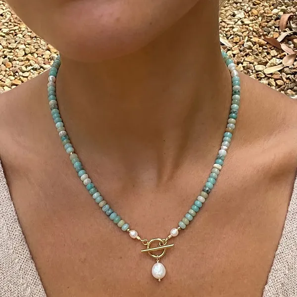 Turkooizen parelkralen ketting | TURQPEARL