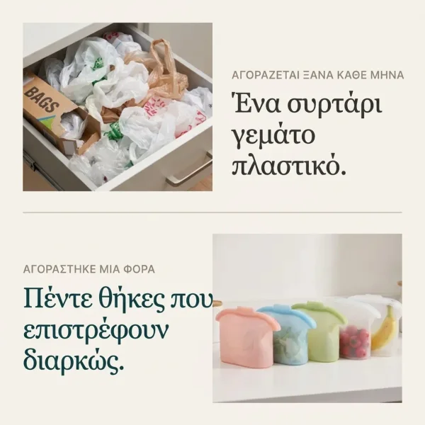 Επαναχρησιμοποιούμενες σακούλες τροφίμων σιλικόνης - 5 x 1 L | SILIFREEZ