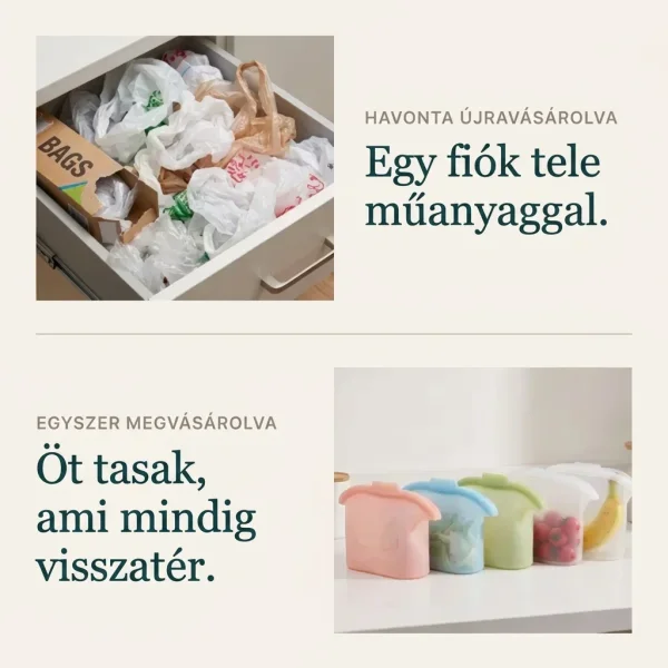 Újrafelhasználható szilikon ételtasakok - 5 x 1 L | SILIFREEZ
