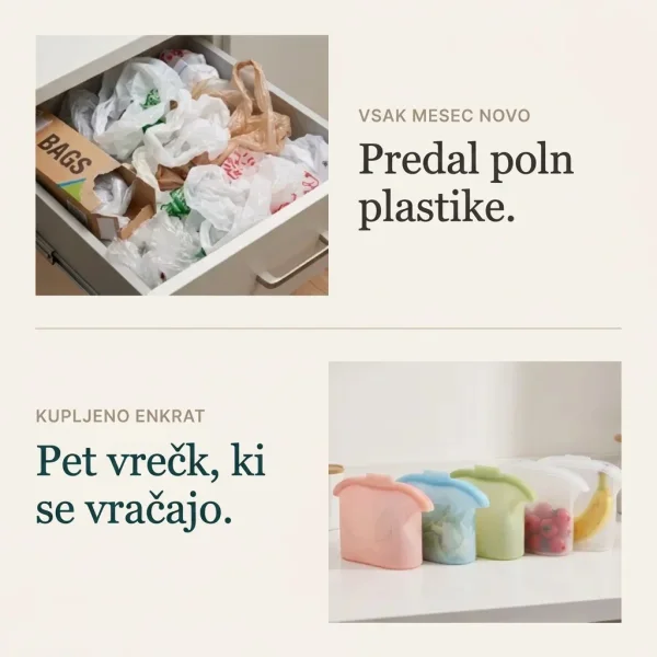Ponovno uporabne silikonske vrečke za živila - 5 x 1 L | SILIFREEZ